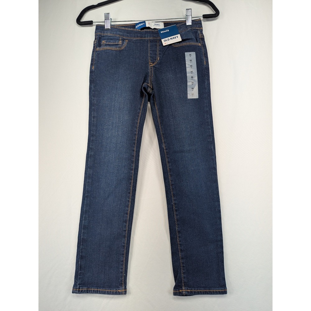 Old Navy Girls‎ Skinny Built-In Tough Pull On Jeans Dark Wash Blue Size M 8 NWT